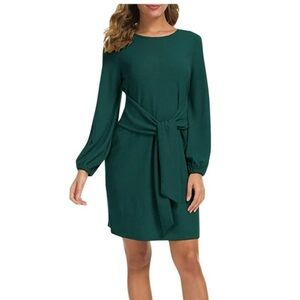 Women's  Long Sleeves Elegant Knitted Bodycon Wrap Tie Waist Dress Sz XL‎